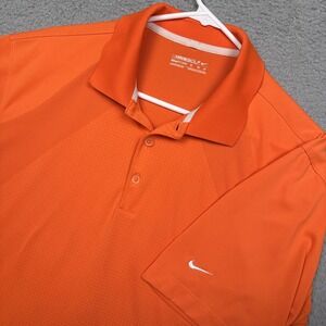 Nike Golf Shirt Mens Medium Orange Short Sleeve Polo Nike Fit Dry Performance